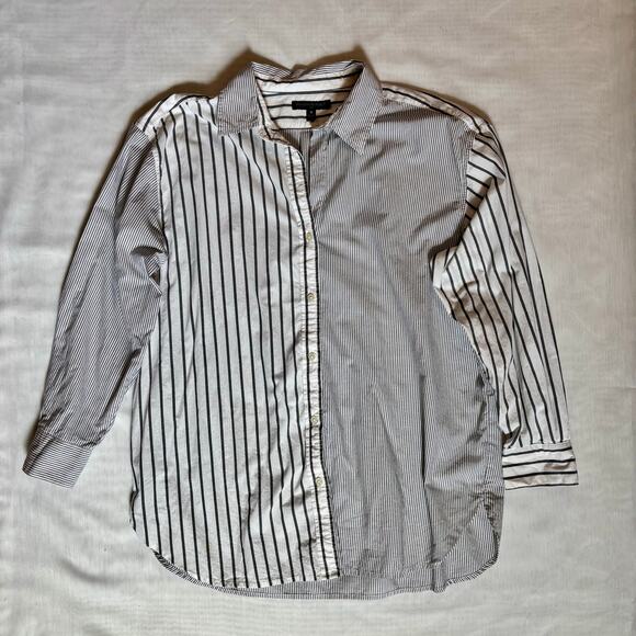 Banana Republic Oversized Cotton Striped Button Up Shirt Size Medium Pre-Loved - Picture 1 of 16